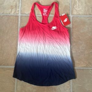 Nike size M athletic cut racer back tee red white blue